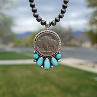 Thumbnail for Buffalo Nickel & Turquoise Pendant